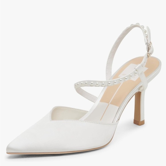 DOLCE VITA Women's KAMRA PEARL Satin White Heels Size 7.5 - Picture 2 of 8